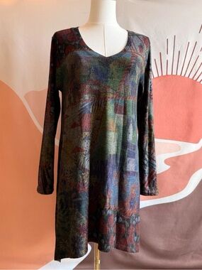 Inoah Top Women’s Size S Boho Floral Artsy Blouse Art To Wear Dress Tunic
